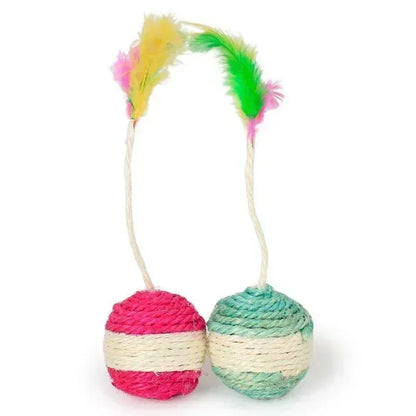 Interactive Sisal Scratching Ball for Cats with Feathers