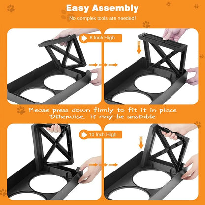 Adjustable Double Bowl Stand for Elevated Feeding